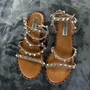 Steve Madden Brown Sandals with Silver Studs